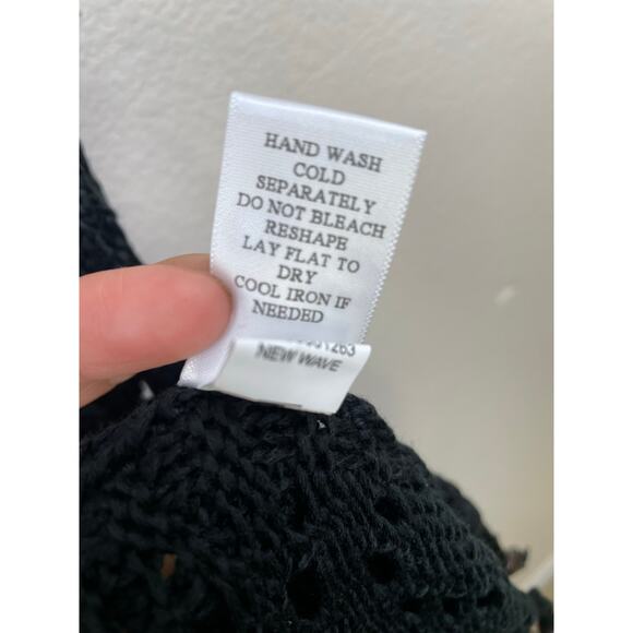 Artesia Womens Top Sz L Crochet Fringe Beaded Sheer Whimsigoth Boho Hippie Witch - Picture 3 of 13